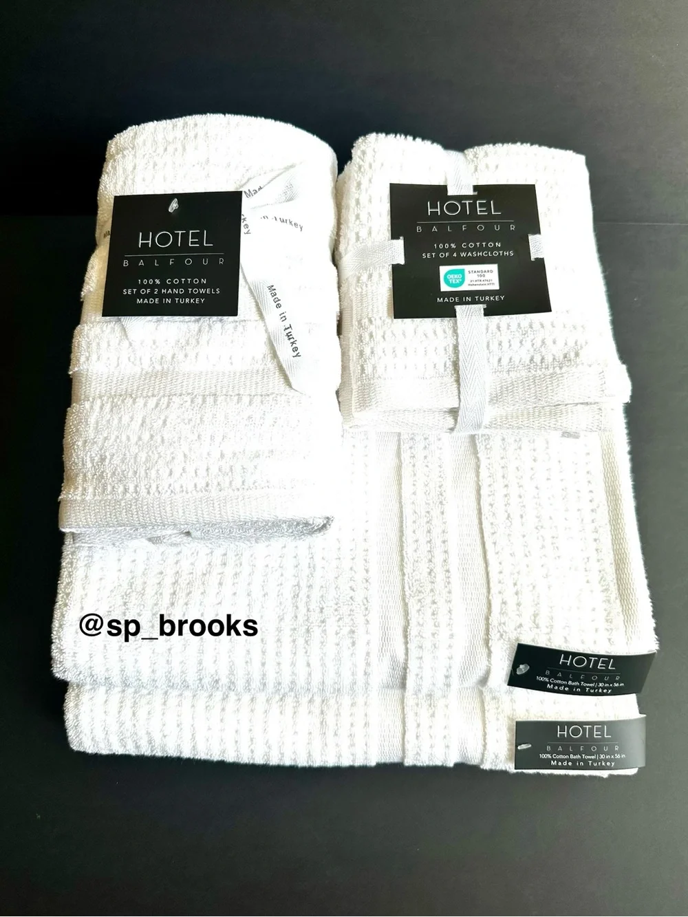 🎁8PC Hotel Balfour Bath Towels White Waffle Made in Turkey Soft Cotton Towels